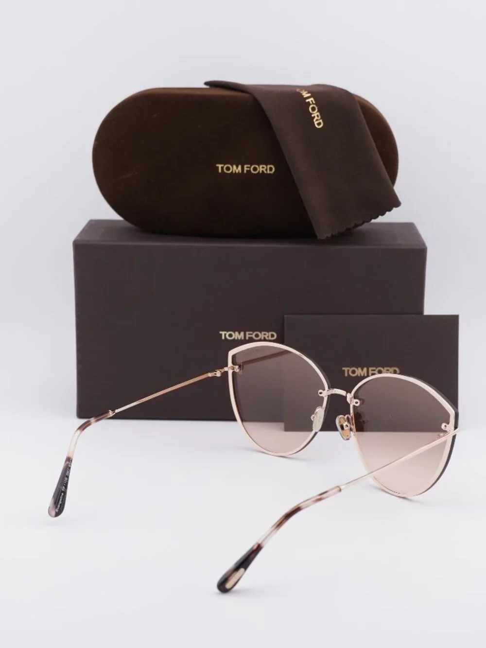 Tom Ford Evangeline FT1106 28U Cat Eye Sunglasses - Shiny Rose Gold / Bordeaux